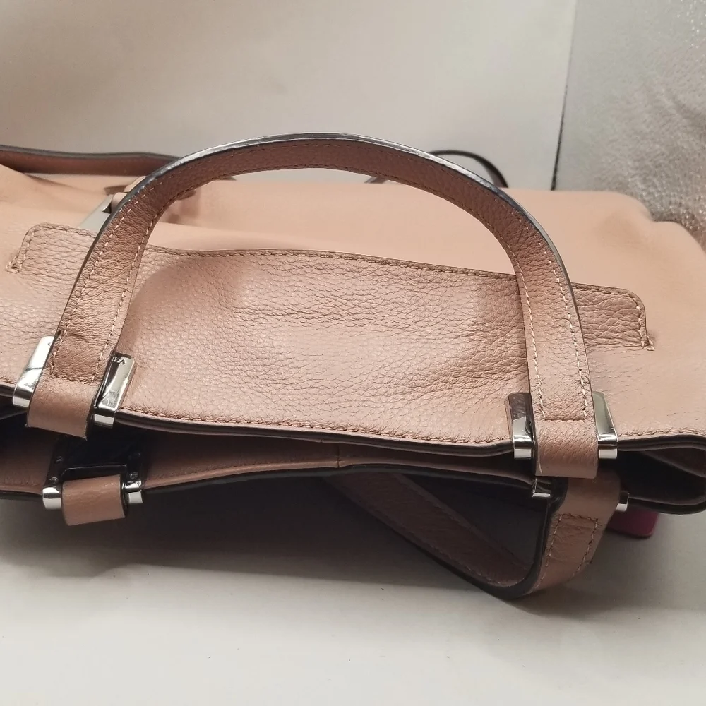Vince Camuto Rosie Satchel Vintage Quartz Leather Blush Pink Shoulder Bag Purse - Picture 2 of 14
